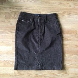 Banana Republic Brown Corduroy Pencil skirt 5 pockets size 2 Stretchy Cotton
